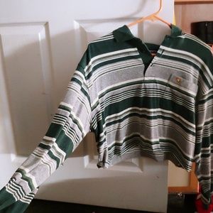 cropped striped long sleeve shirt